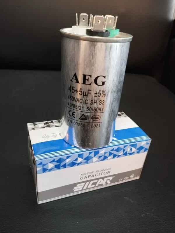 خازن کولری دو ظرفیتی ۵+۴۵ AEG خازن کولری دو ظرفیتی ۵+۴۵ AEG - تصویر 1